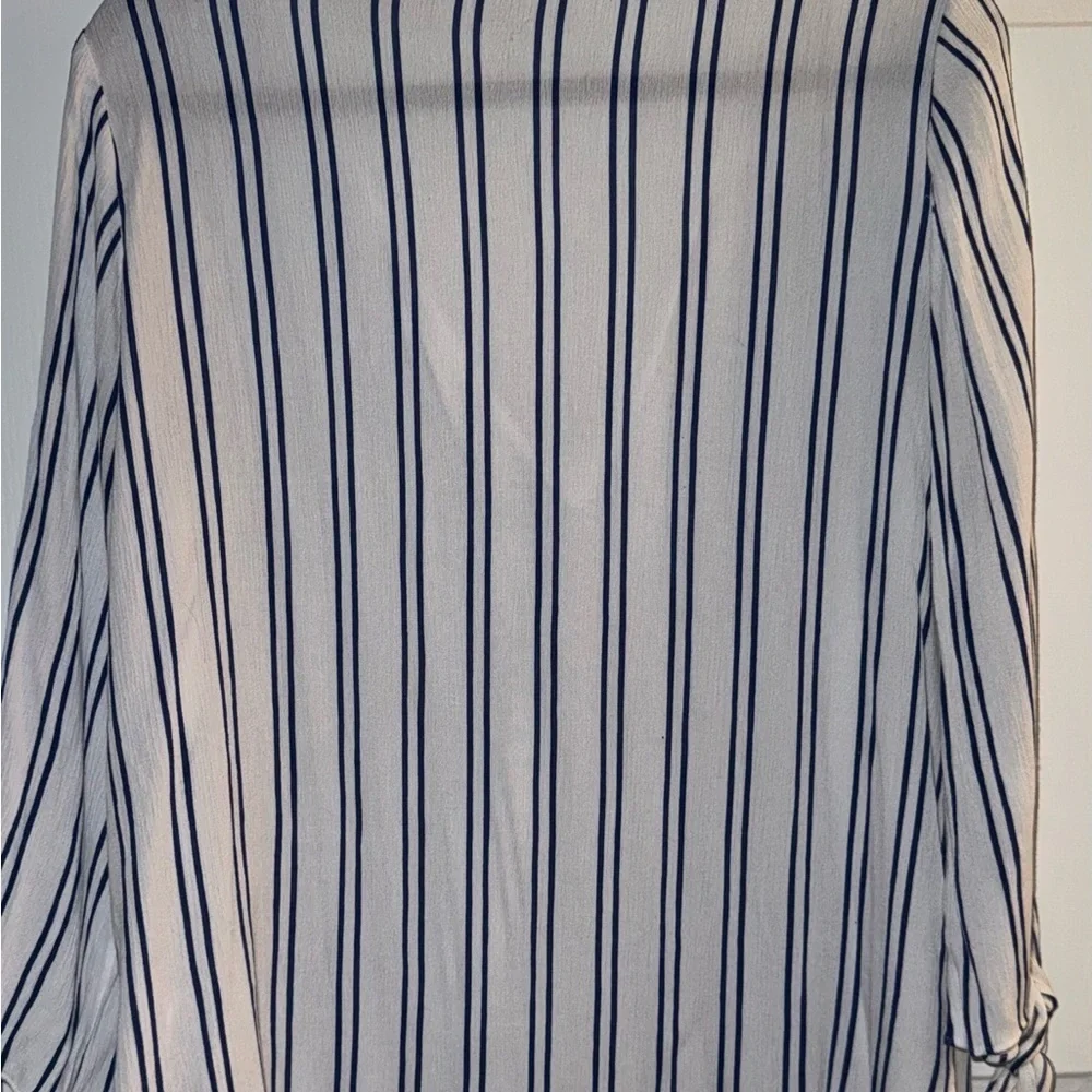Michael Kors Nautical Beach VacationStriped Blouse with Tie Sleeves Medium 198